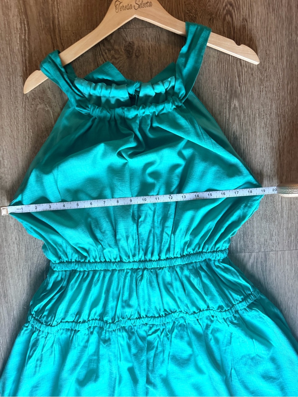 Flying Tomato Teal Halter Neck Maxi Dress Elastic Waist Size L Sleeveless - Picture 10 of 13